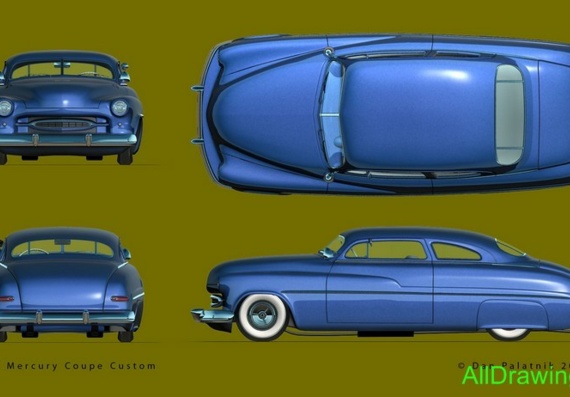 Mercury Coupe custom (1949) (Mercury Coupe Caste (1949)) - drawings (drawings) of the car